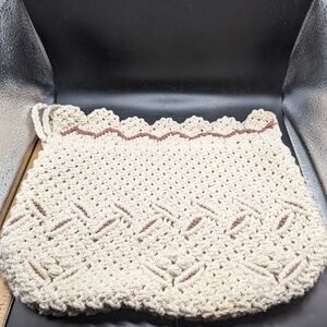 Vintage Handcrafted Cream Crochet Bag